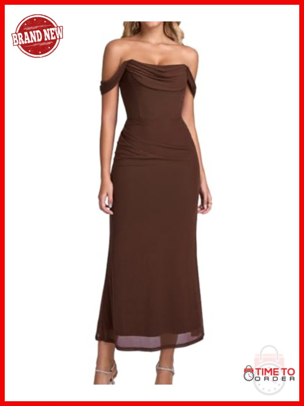 GLNEGE Off the Shoulder Corset Formal Wedding Guest Cocktail Maxi Dress